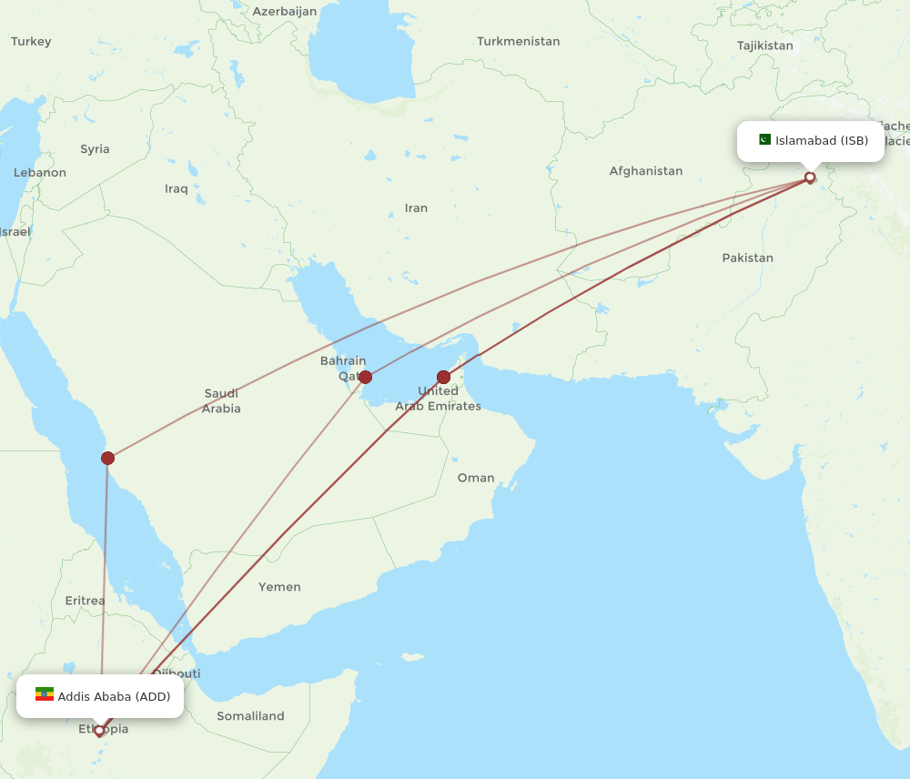 ISB-ADD flight routes