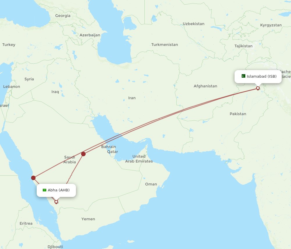 ISB-AHB flight routes