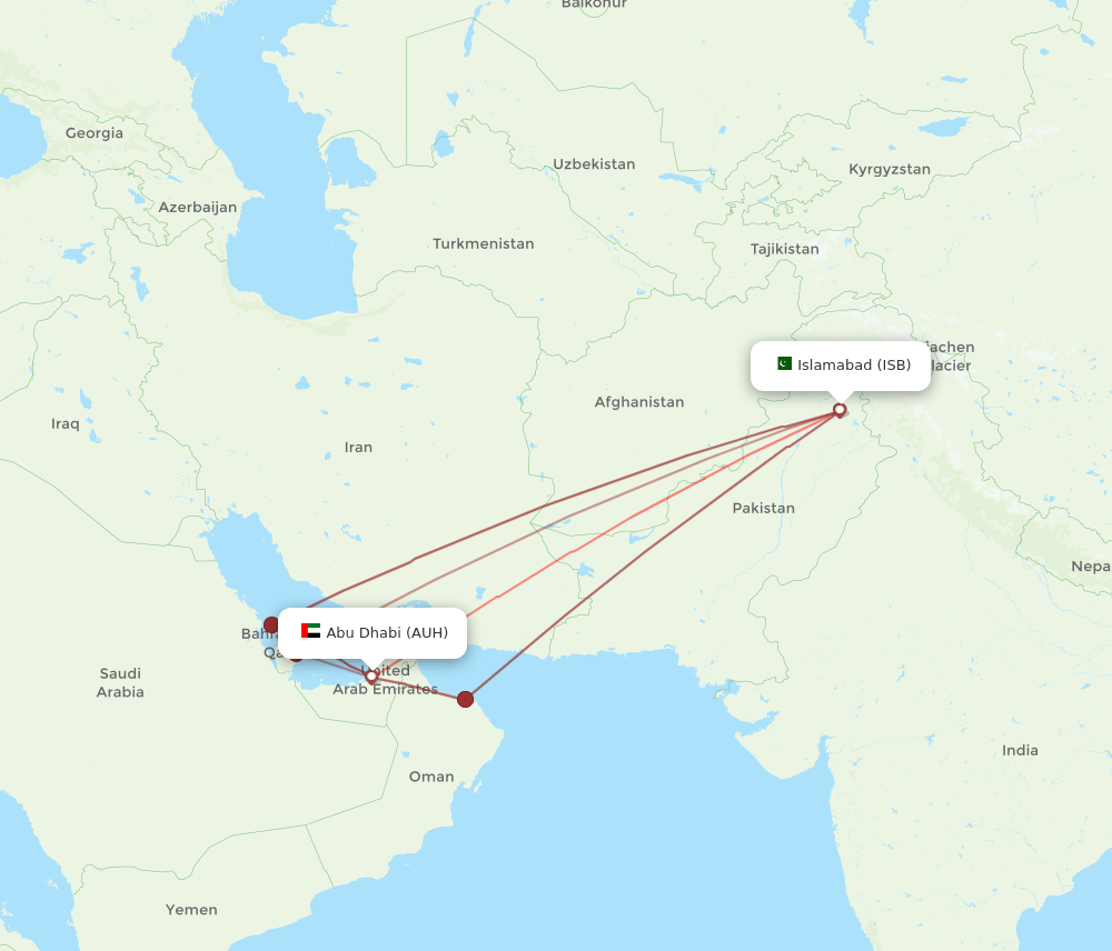 ISB-AUH flight routes