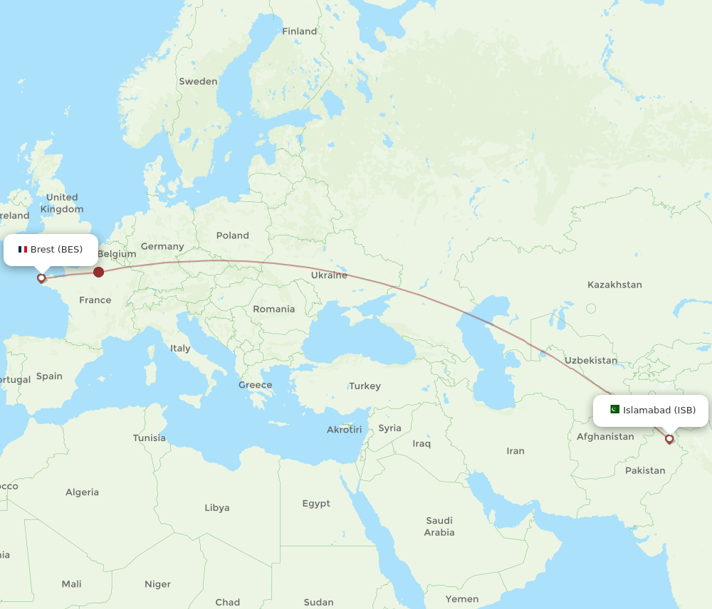 ISB-BES flight routes