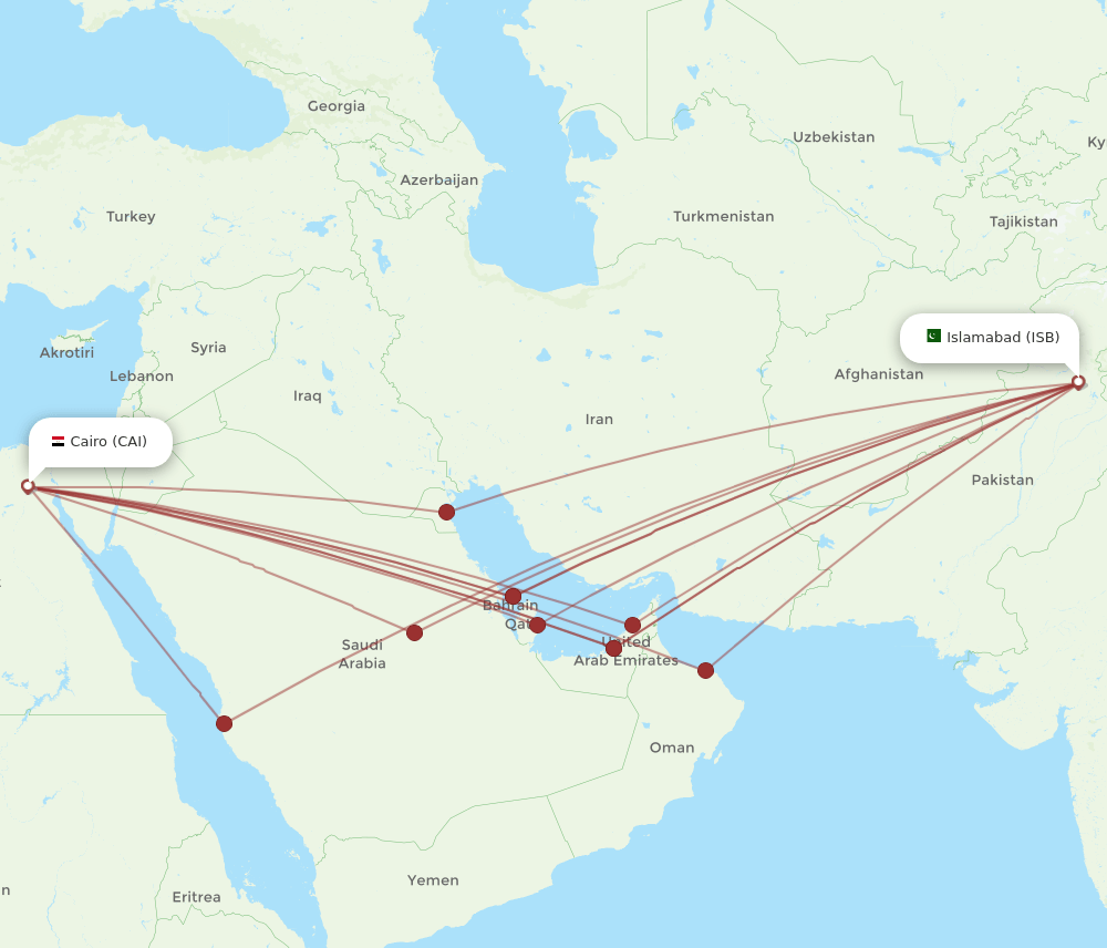 ISB-CAI flight routes