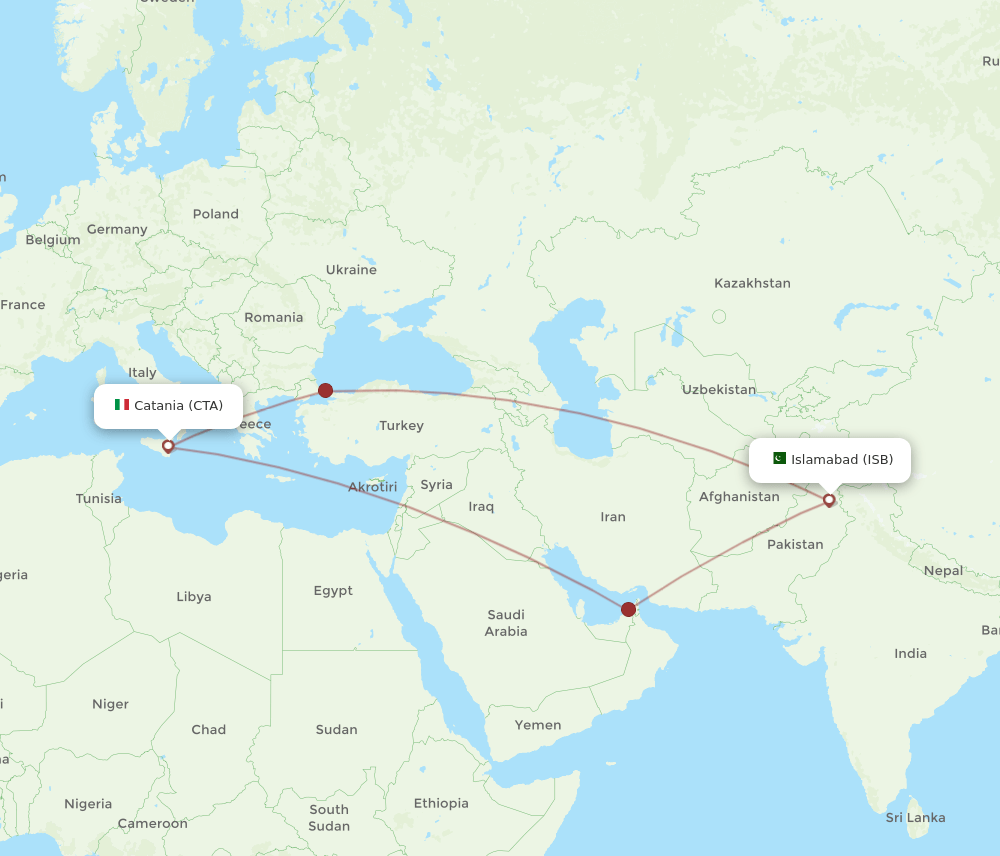 ISB-CTA flight routes