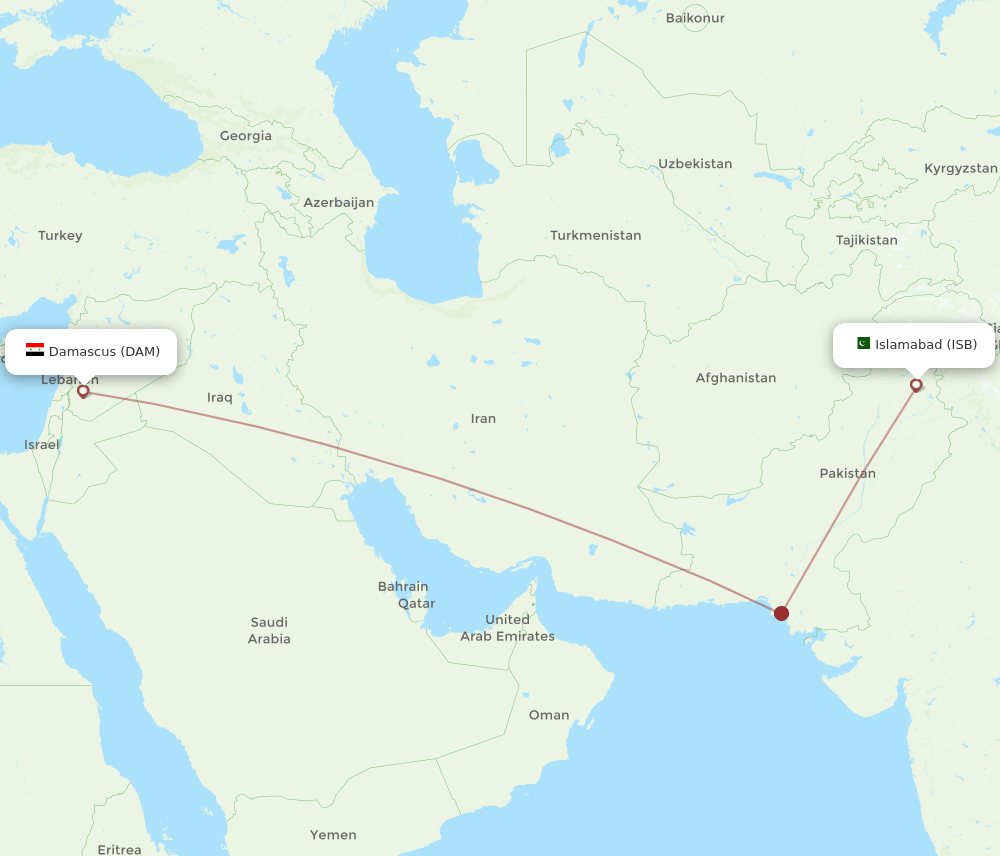 ISB-DAM flight routes