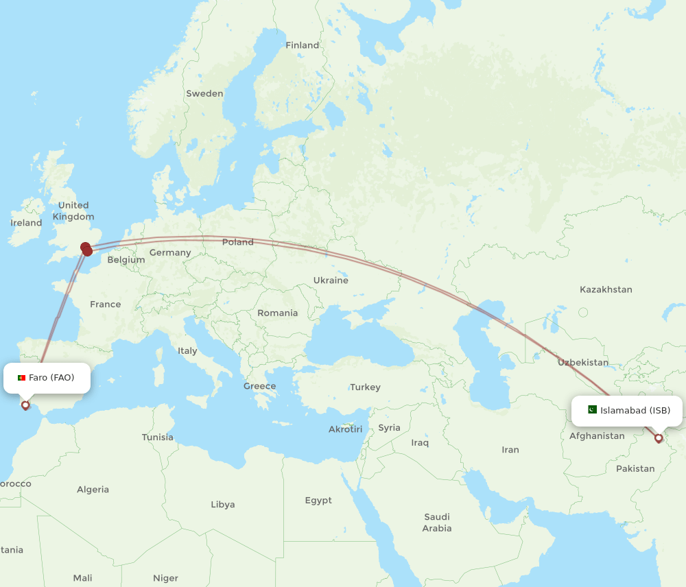 ISB-FAO flight routes