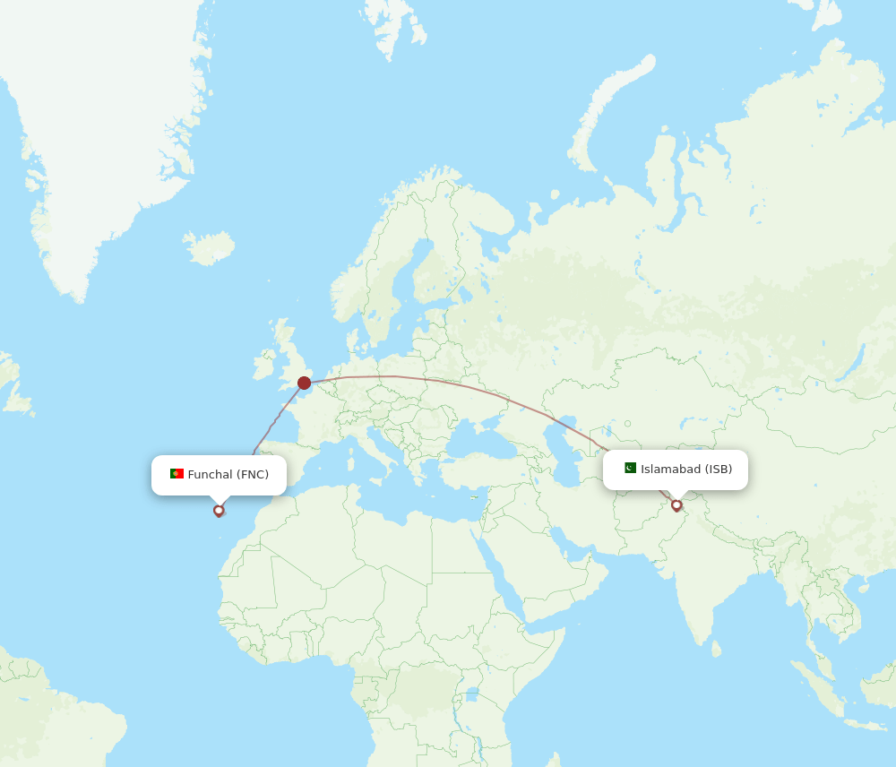 ISB-FNC flight routes