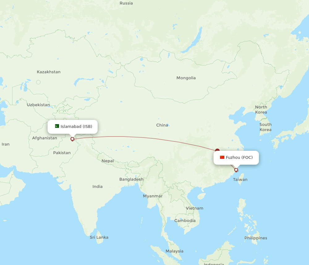 ISB-FOC flight routes