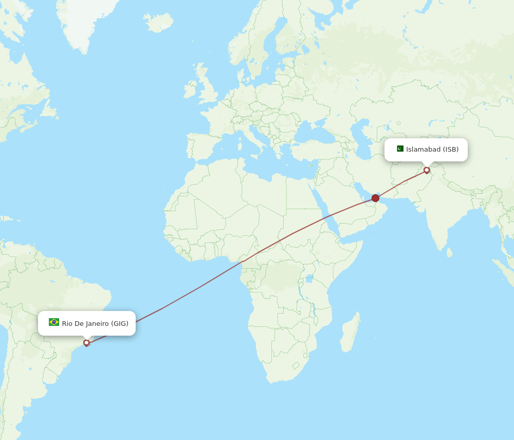 ISB-GIG flight routes