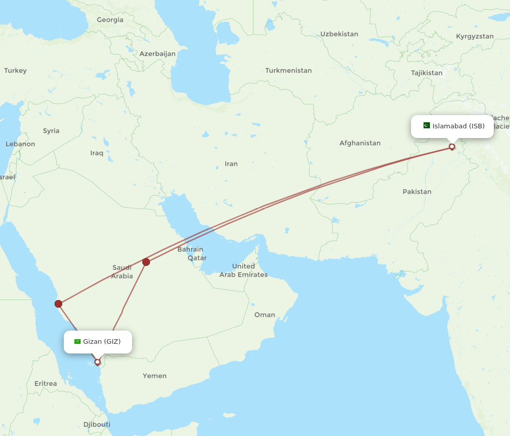ISB-GIZ flight routes
