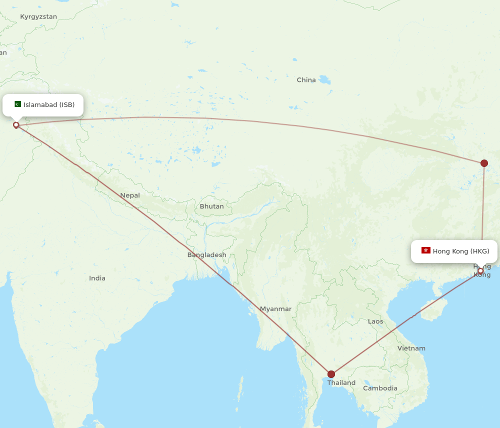 ISB-HKG flight routes