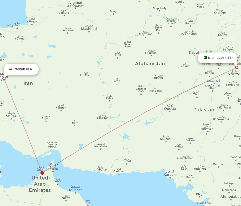ISB-IFN flight routes