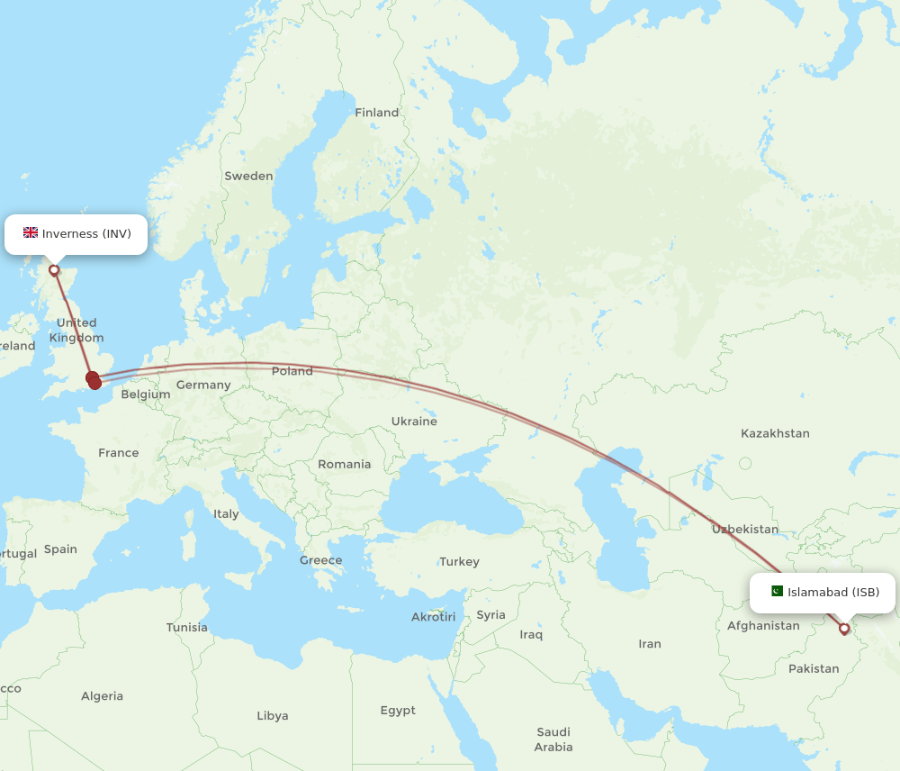 ISB-INV flight routes