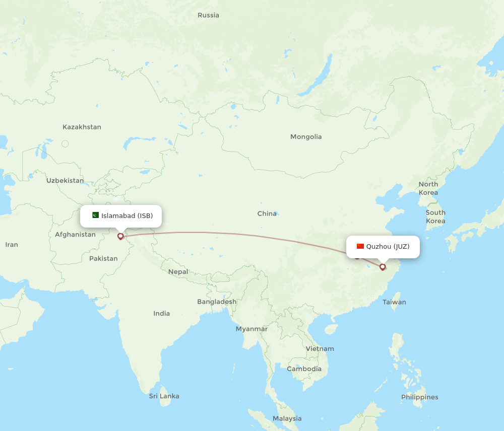 ISB to JUZ flights and routes map