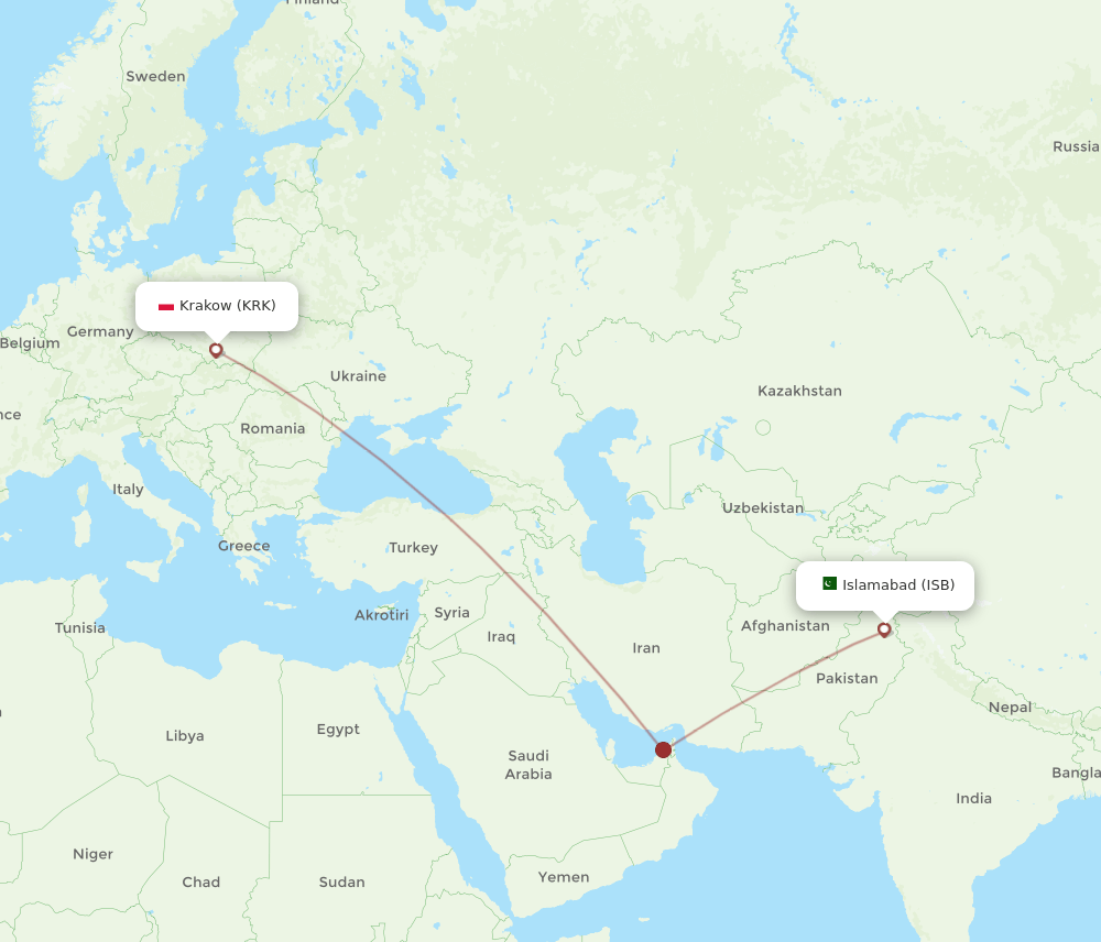 ISB-KRK flight routes