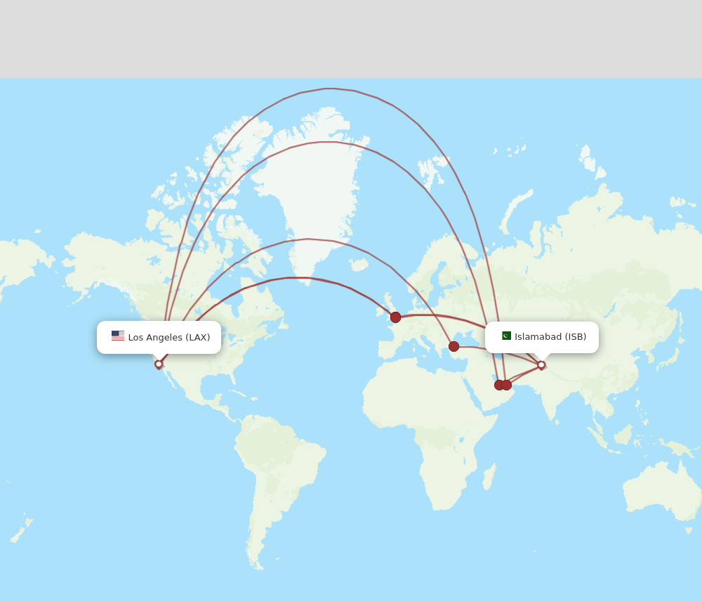 ISB-LAX flight routes