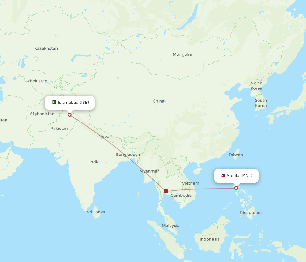 ISB to MNL flights and routes map