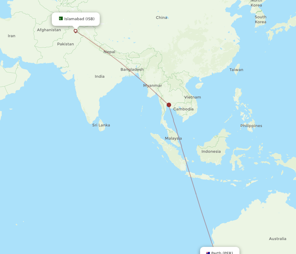 ISB-PER flight routes