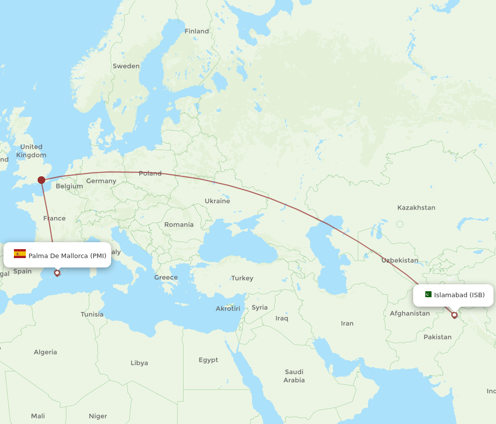ISB-PMI flight routes