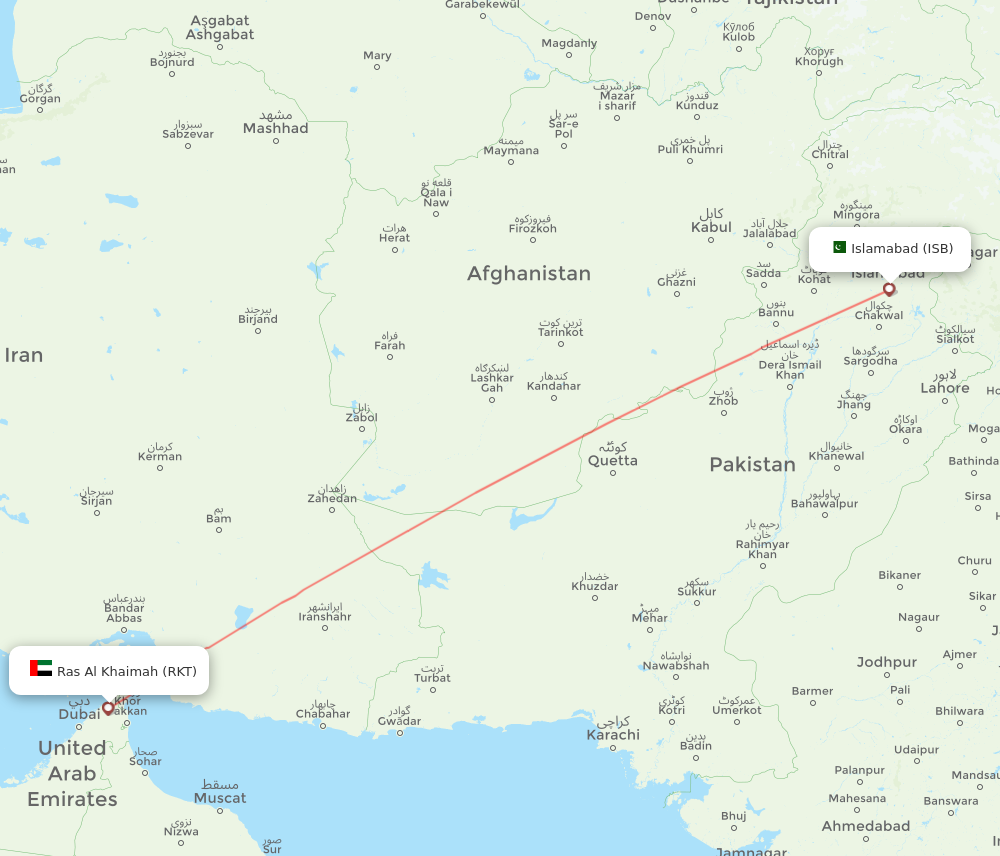 ISB to RKT flights and routes map