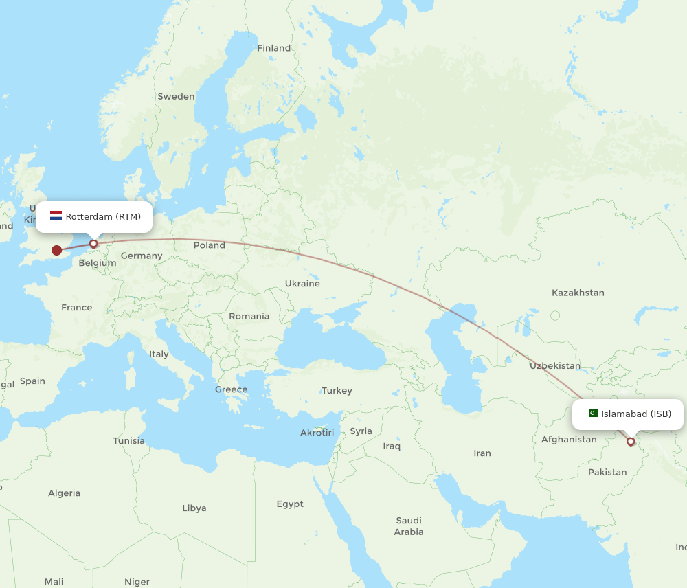 ISB-RTM flight routes