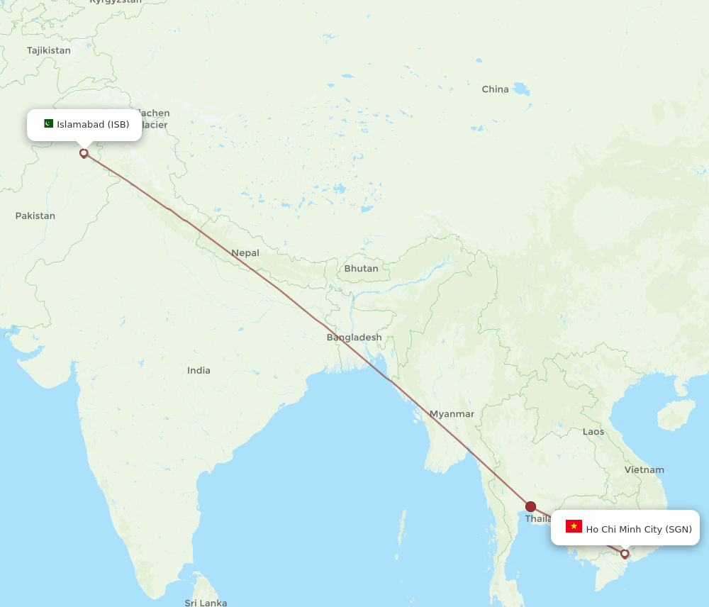 ISB-SGN flight routes