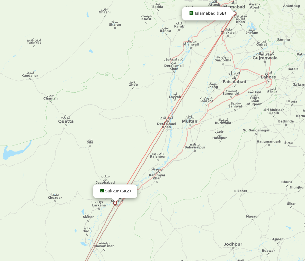 ISB to SKZ flights and routes map