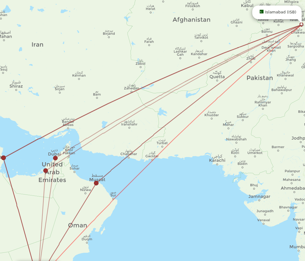ISB-SLL flight routes