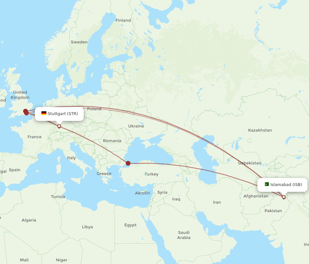 ISB to STR flights and routes map