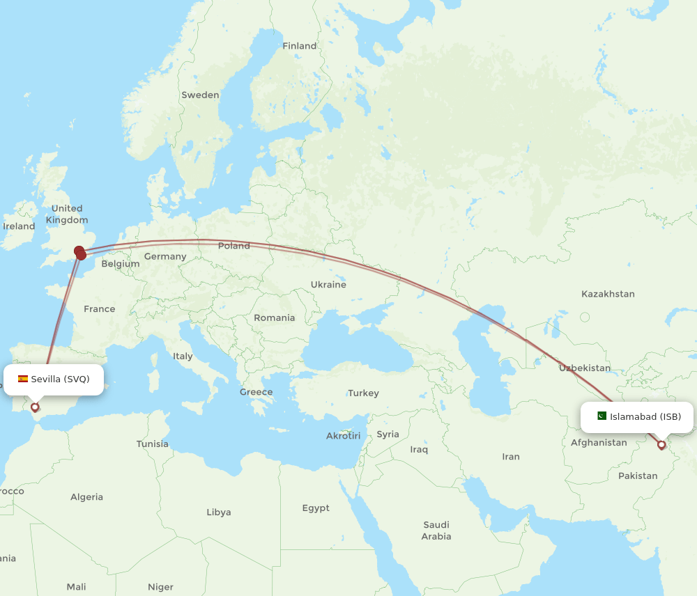 ISB to SVQ flights and routes map