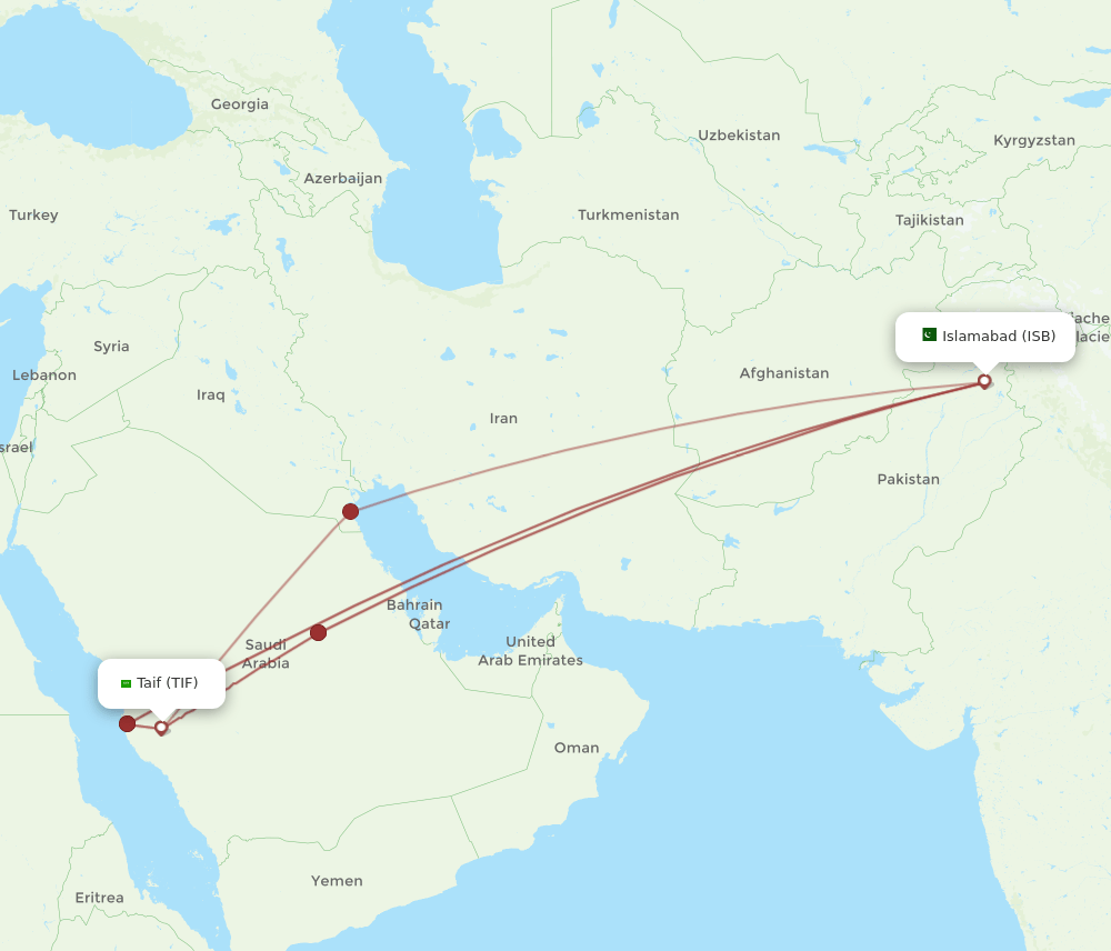 ISB-TIF flight routes