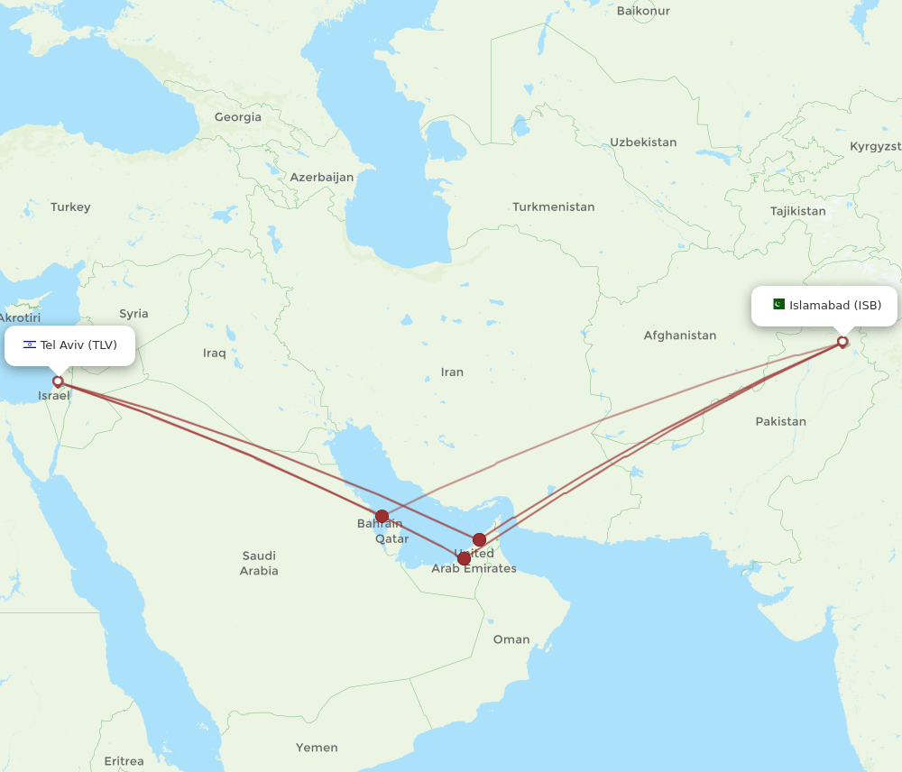 ISB-TLV flight routes