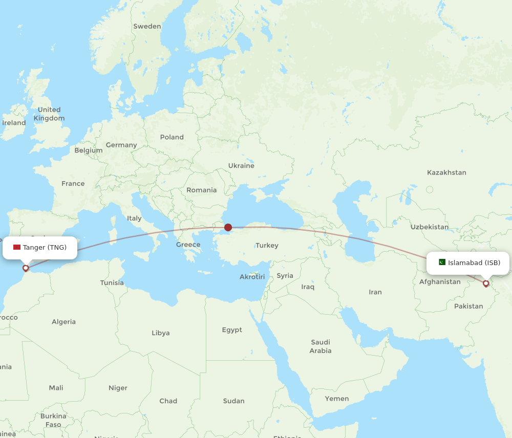 ISB-TNG flight routes