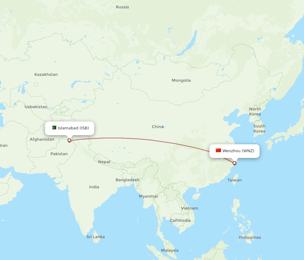 ISB-WNZ flight routes