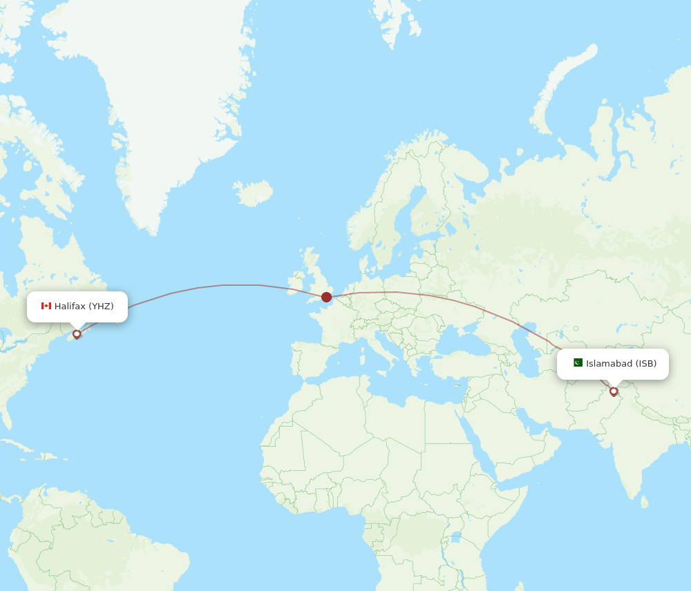 ISB-YHZ flight routes