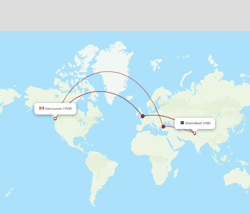 ISB-YVR flight routes
