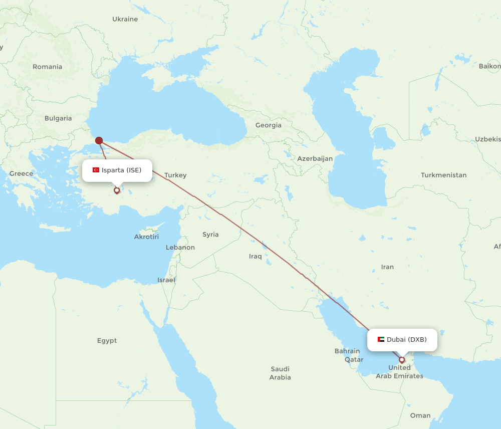 ISE-DXB flight routes