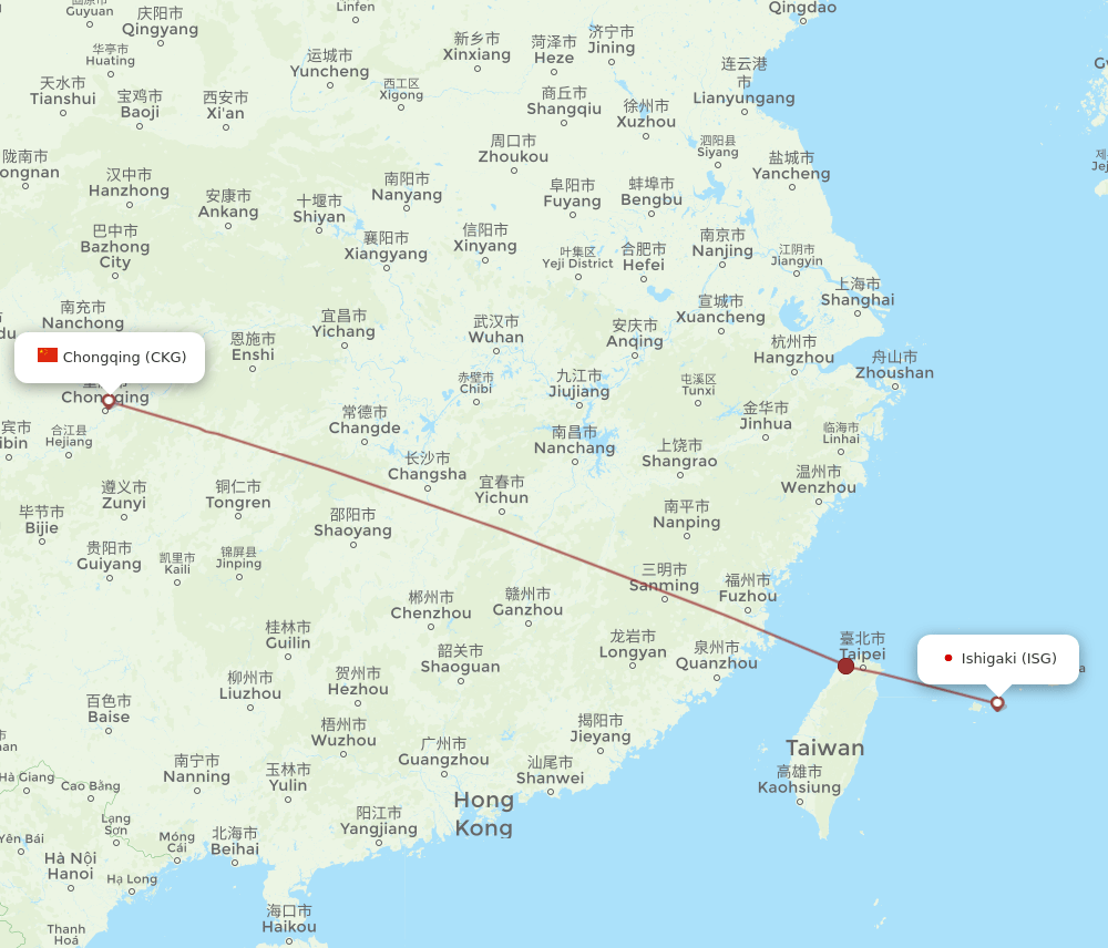 ISG-CKG flight routes