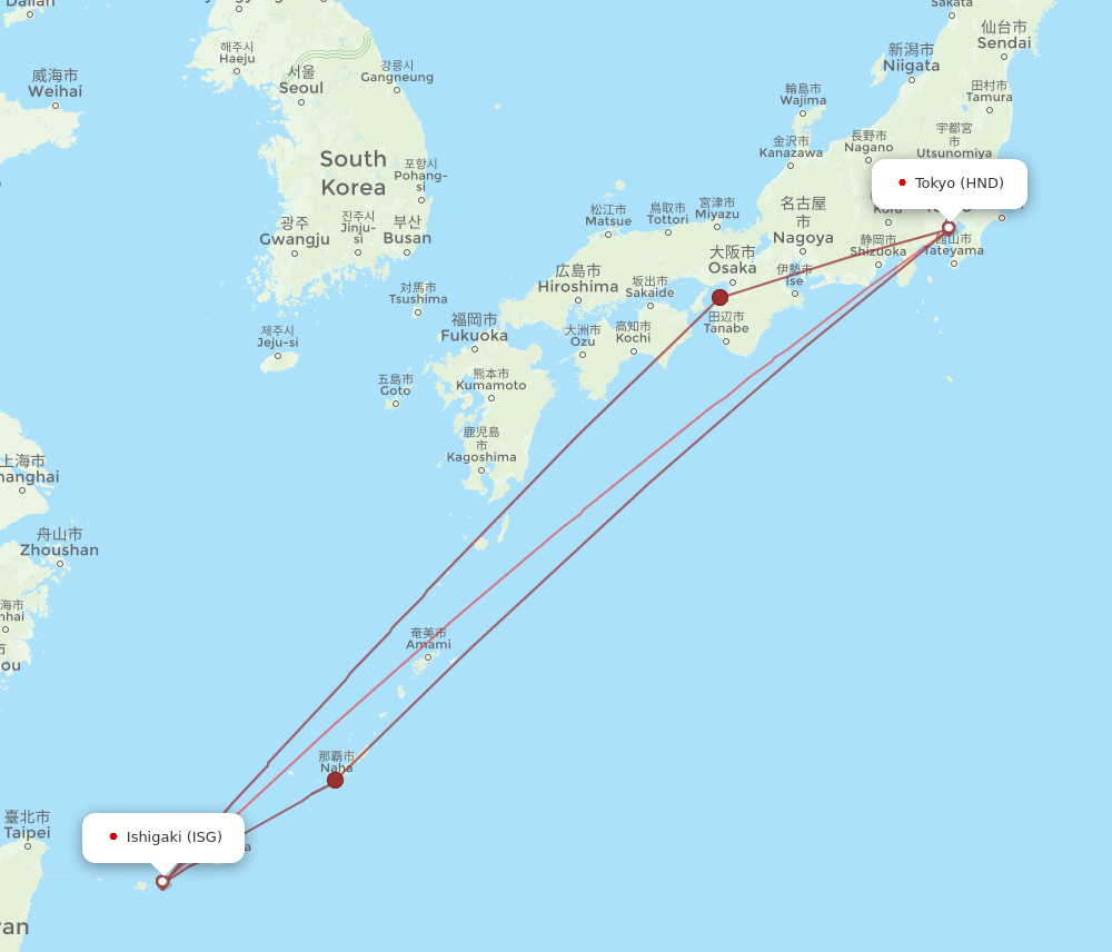 ISG-HND flight routes