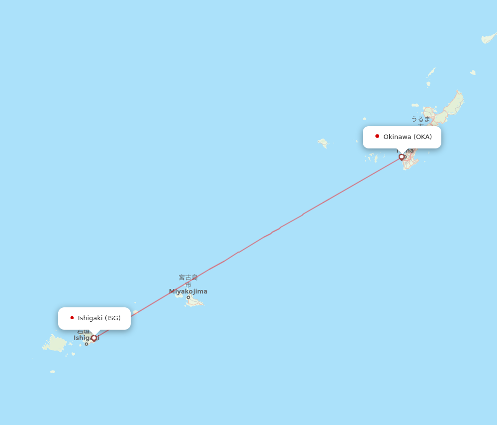 ISG to OKA flights and routes map