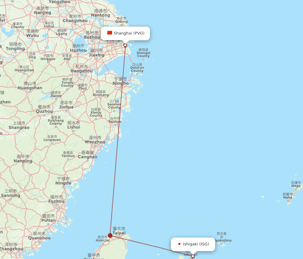 ISG-PVG flight routes