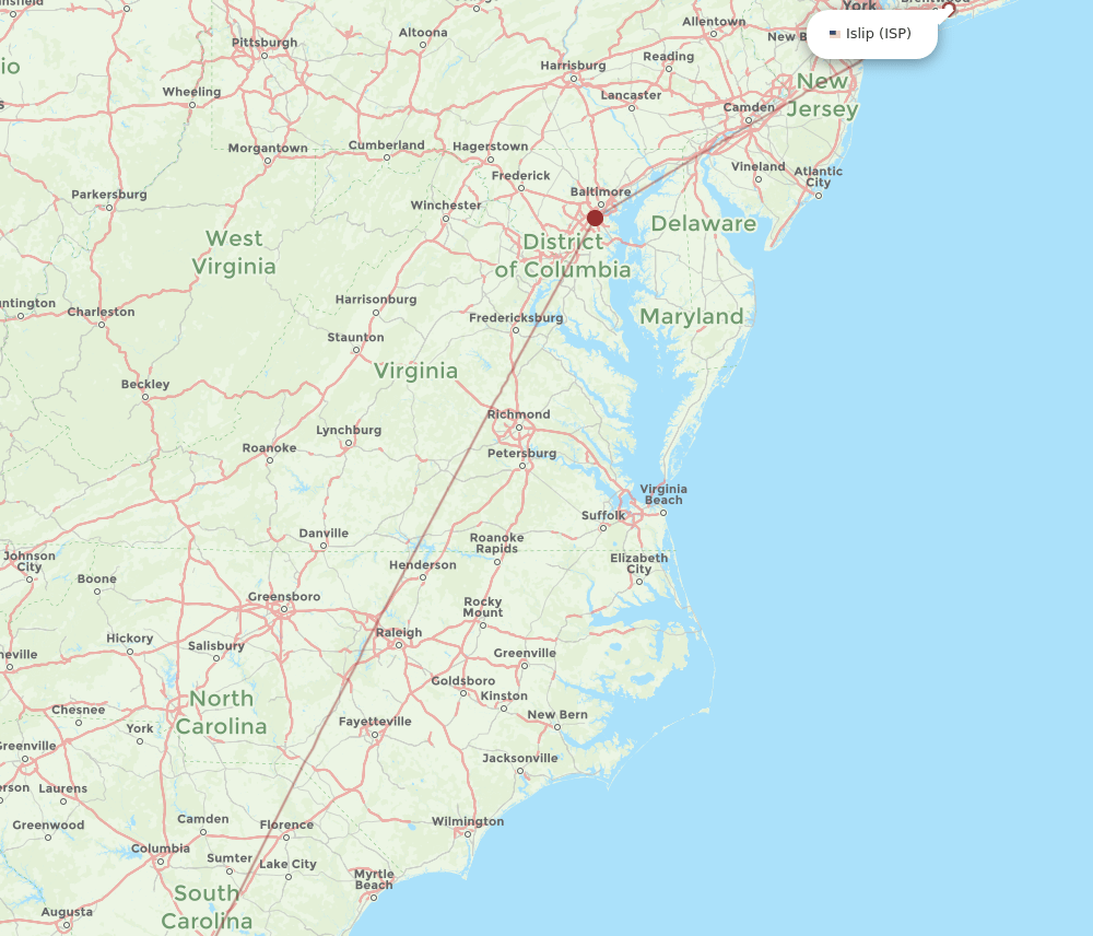 ISP-SAV flight routes