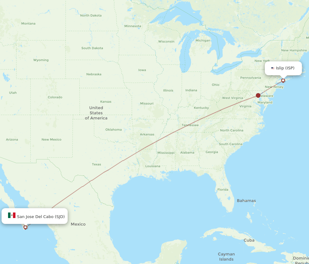 ISP-SJD flight routes
