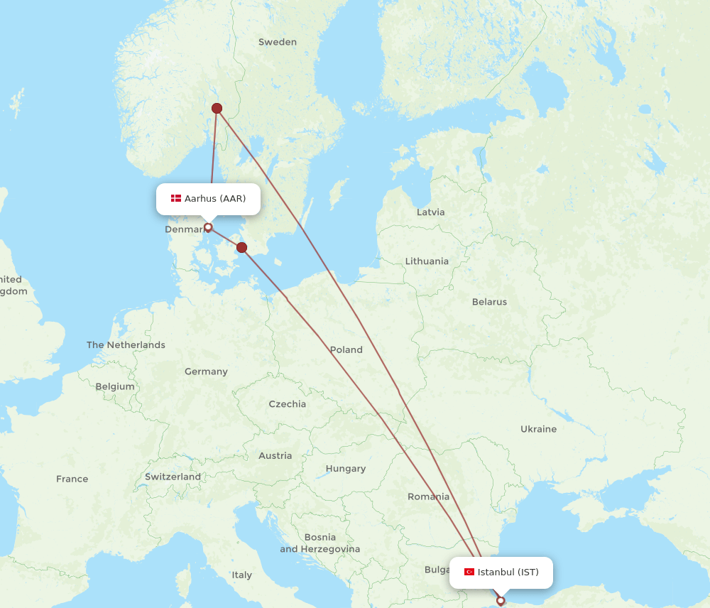 IST-AAR flight routes