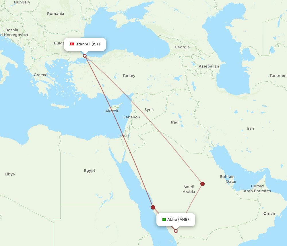 IST to AHB flights and routes map