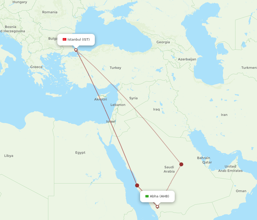 IST to AHB flights and routes map