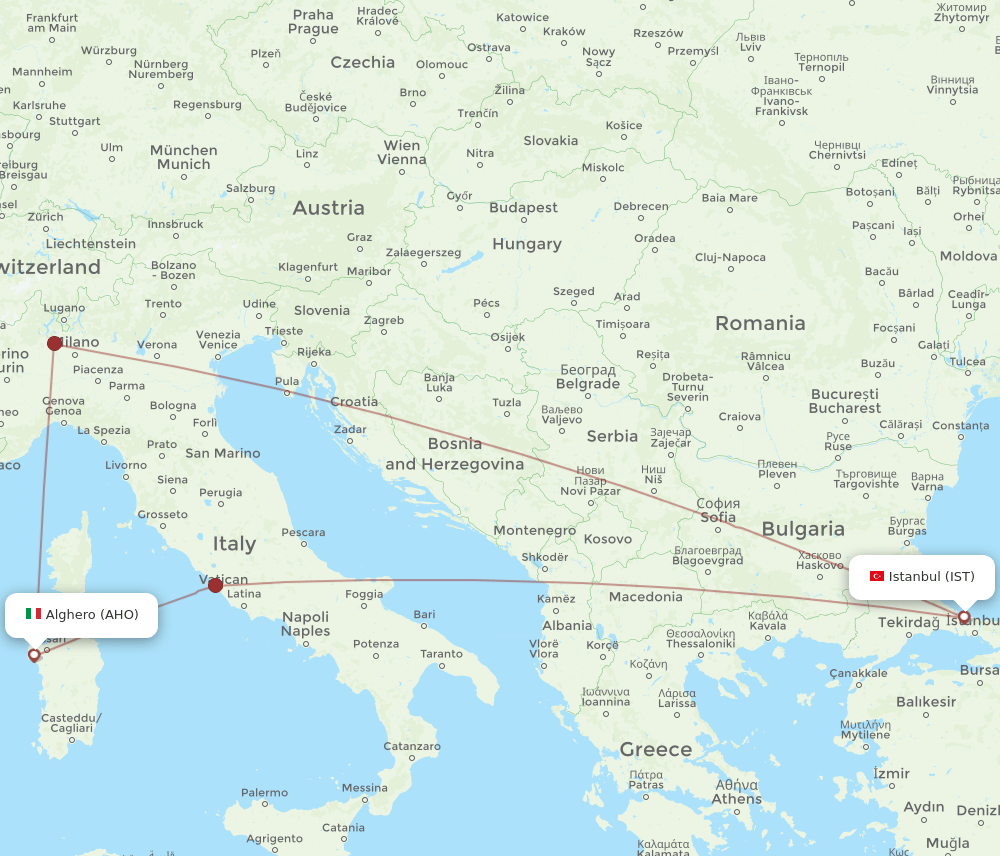 IST-AHO flight routes