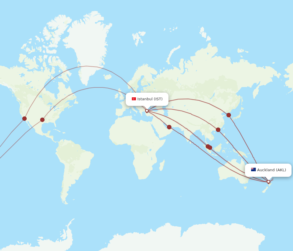 IST-AKL flight routes