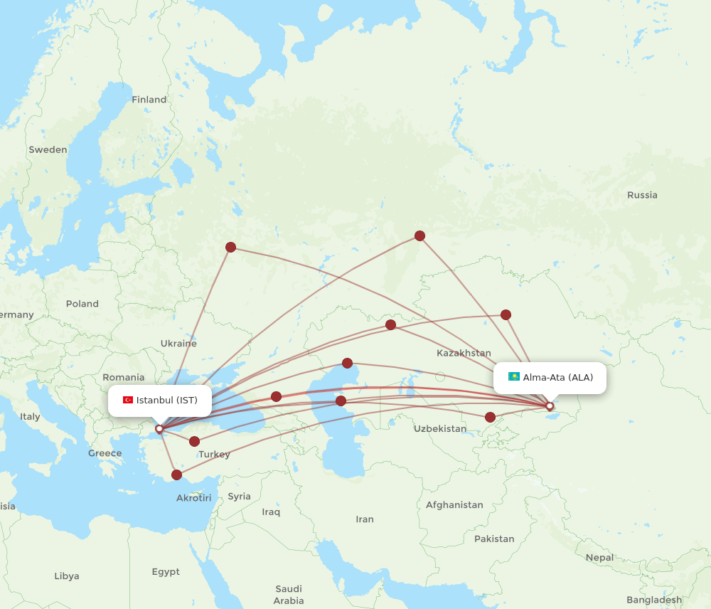 IST-ALA flight routes