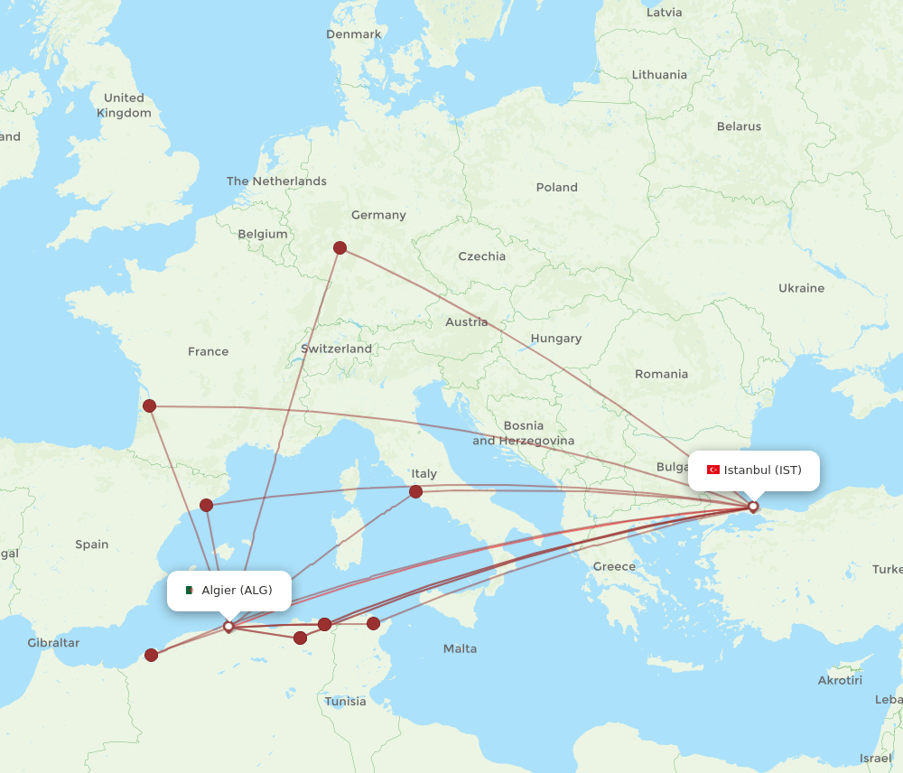 IST-ALG flight routes