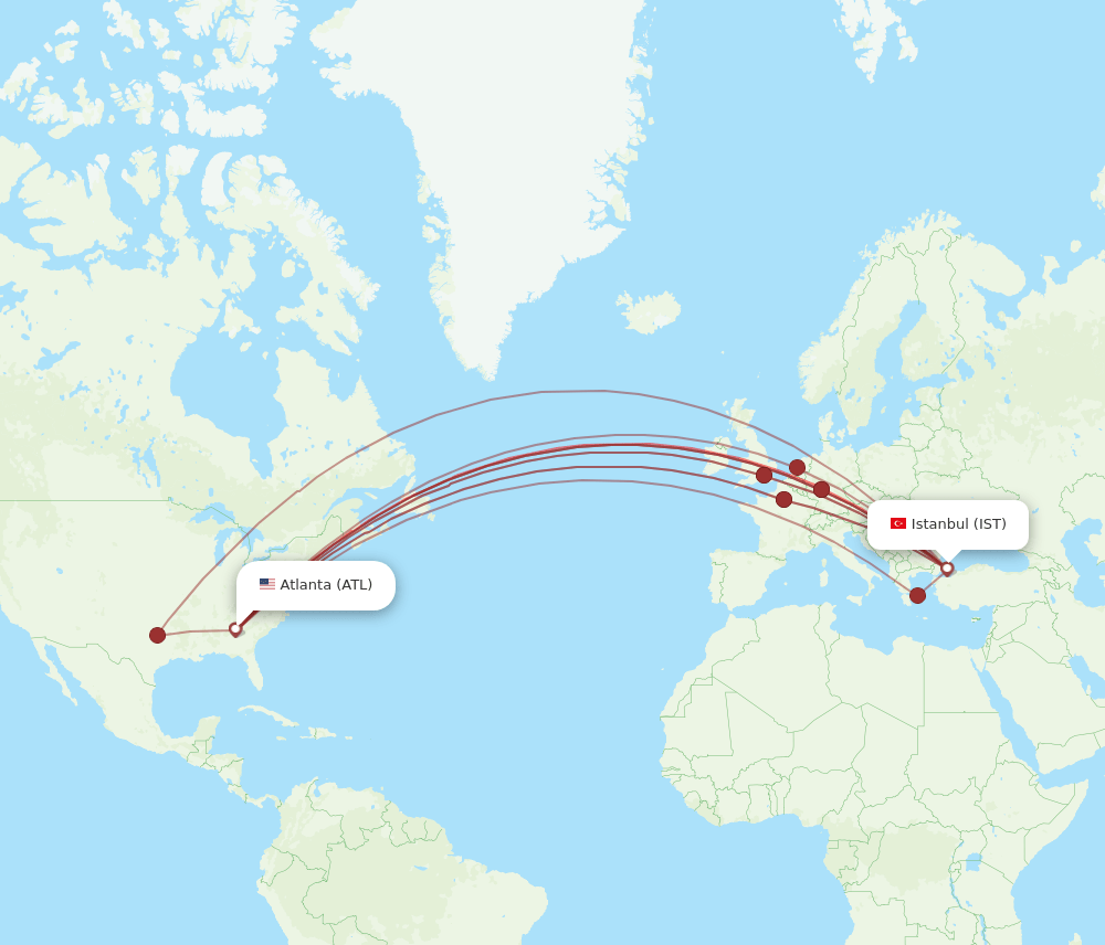 IST-ATL flight routes