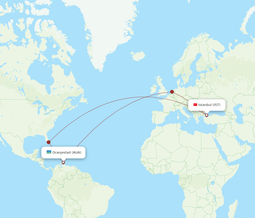 IST-AUA flight routes